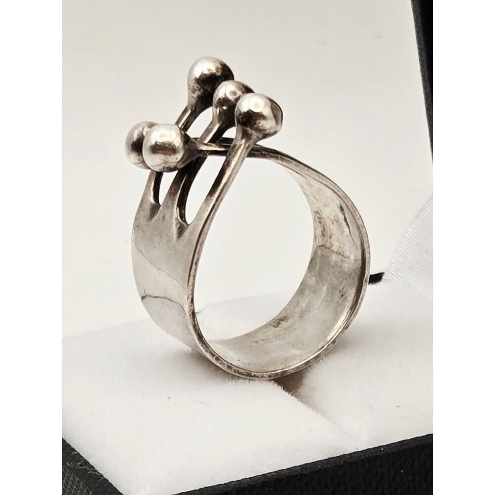 Vintage Thailand Sterling Silver Modernist Statement Ring Size 7